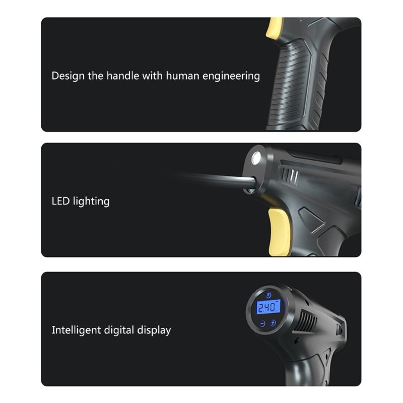 Car Air Compressor Universal Tire Inflator for Motorcycle Bicycles Balls Cordless/Wired Digital Air Pump with LED Light
