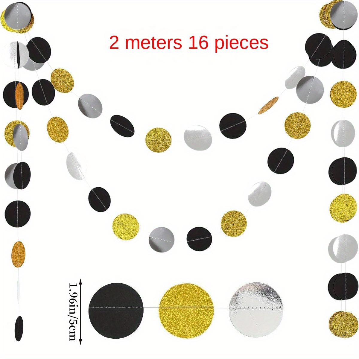 

2M Length Elegant Black & Golden Glitter Star Garland - Perfect for New Year, Birthday & Wedding Decorations round