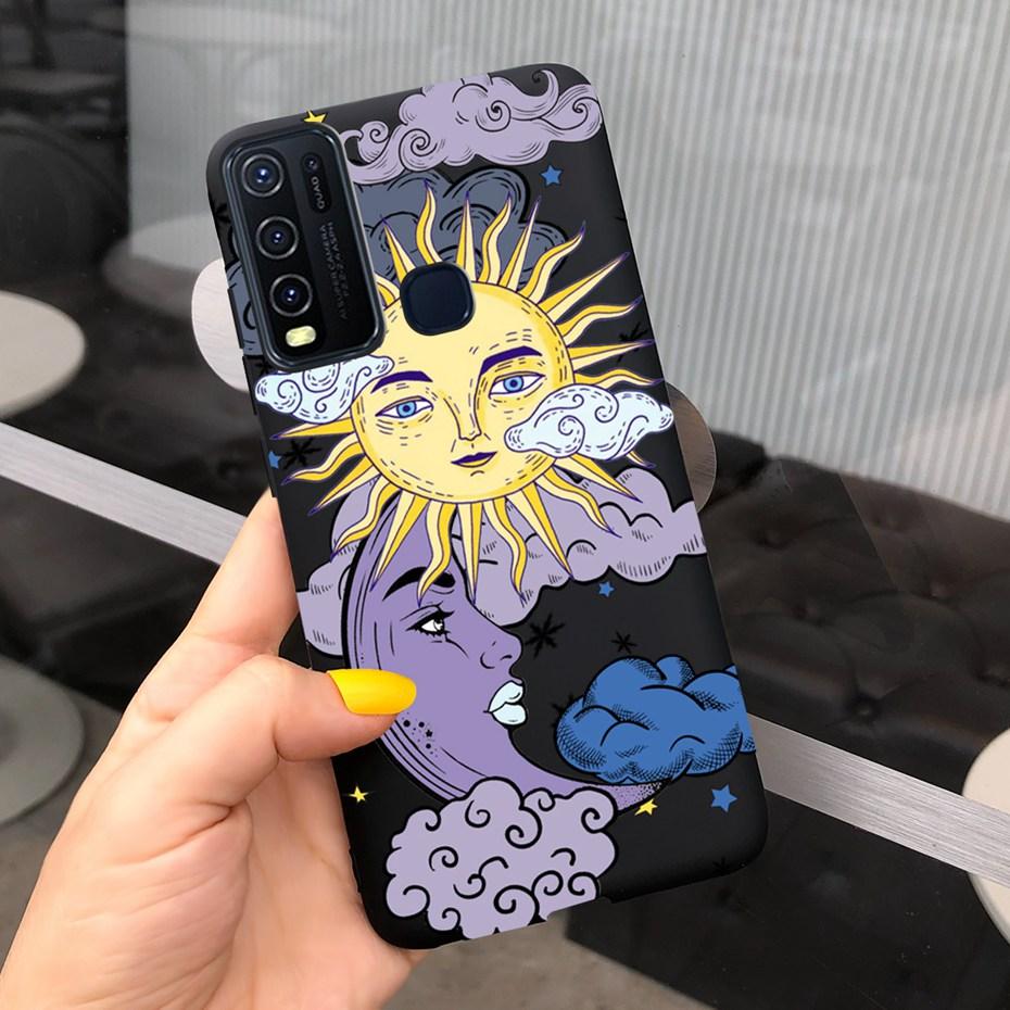 Fashion Cute Flower Milk Silicone Case For Vivo Y30 1938 Y50 1935 Black Soft TPU Phone Cover For Vivo Y 30 50 Y30 2020 Back Case