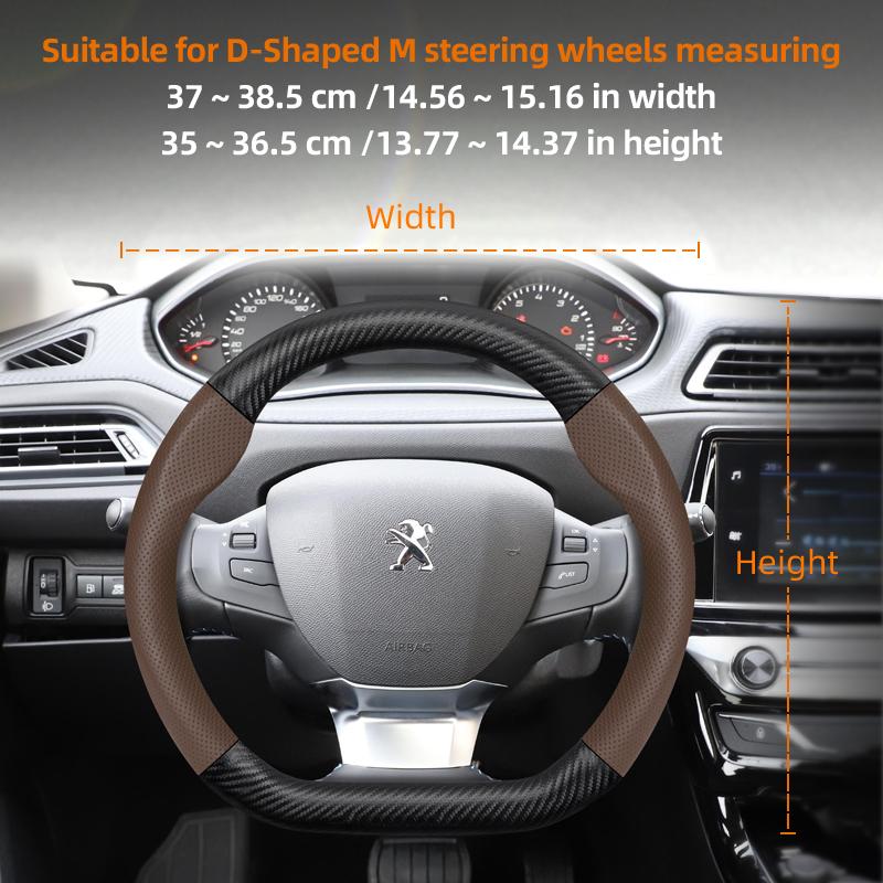 Zkfan8 Geeignet für Peugeot Atmungsaktives Leder Mattes Kohlefaser-Textur Lenkradabdeckung Geeignet für 206 208 3008 308 207