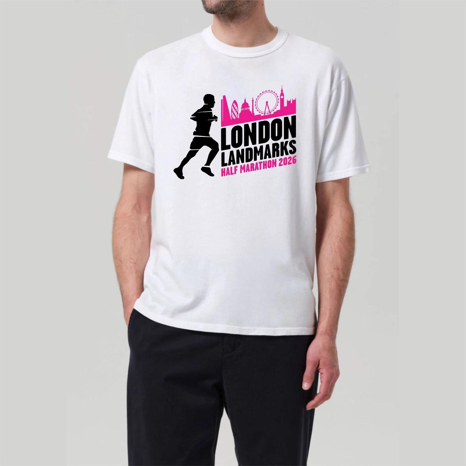 London Landmark Half Marathon T-shirt London Scenic Route Run 2026 Men s Tee 4XL