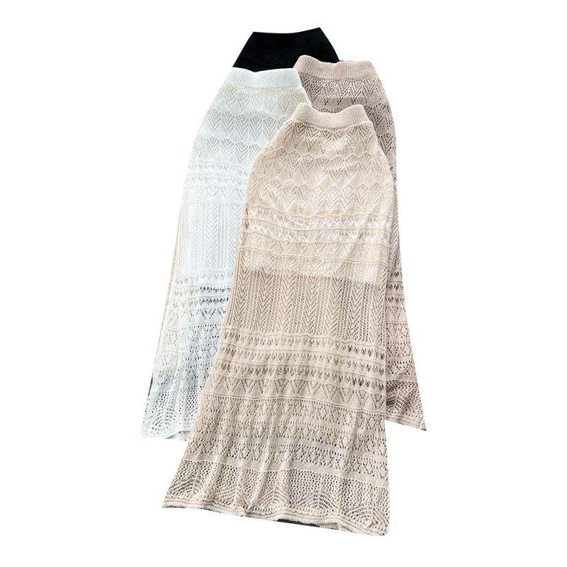Knitting Elastic Waist Cut Out Crocheted Fancy Skirt
