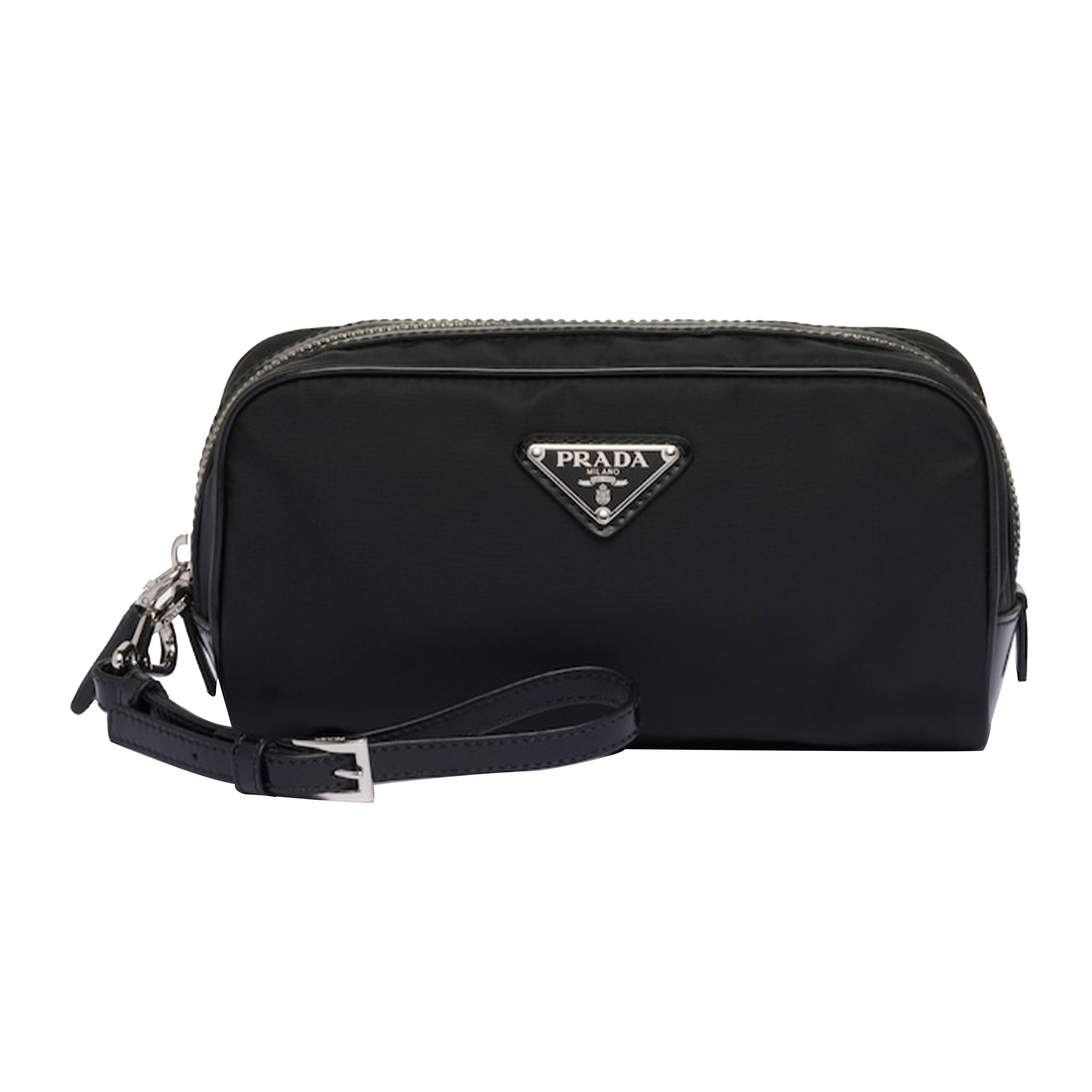 

Prada Re-Nylon Triangle Metal Logo Zipper Clutch Men clutch Black 2NE063_789_F0002 Basic Set (Bag)
