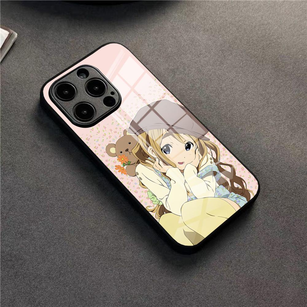 Cute Anime Girl K-ON Phone Case For 17 Pro Max IPhone 16 Pro 14 12 11 13 Mini X XR XS 15 Plus SE Glass Cover