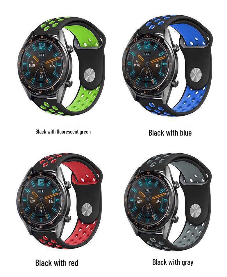 Compatible Silicone Watch Strap for Huawei GT5/4/3/2 46mm/Pro and Samsung/Honor 22/20 Models