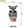 Geisha Skull Flower Tattoo Stickers: Halloween Arm & Face Ghost Designs