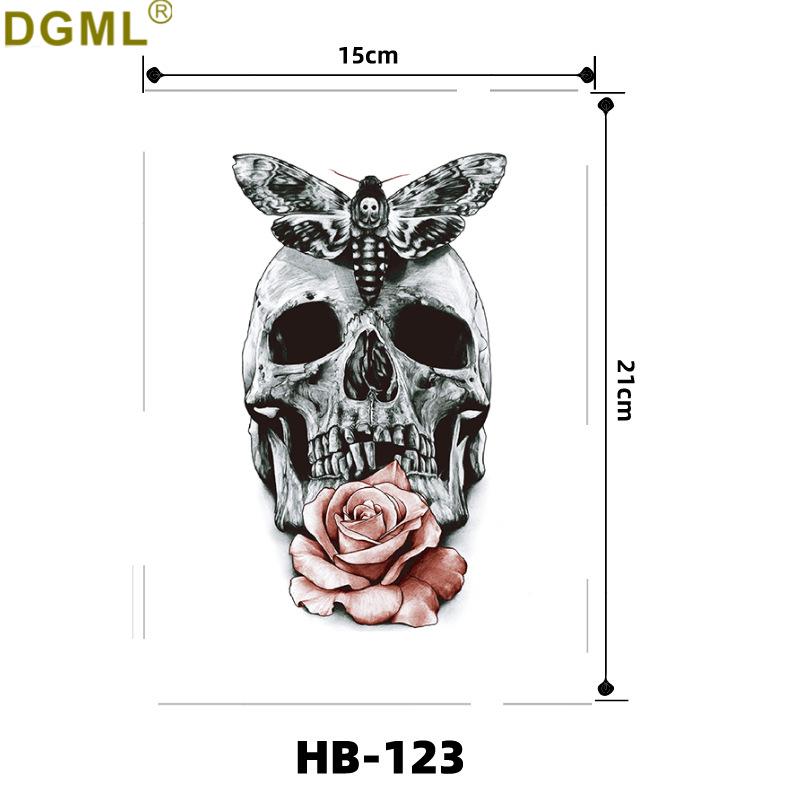 Geisha Skull Flower Tattoo Stickers: Halloween Arm & Face Ghost Designs