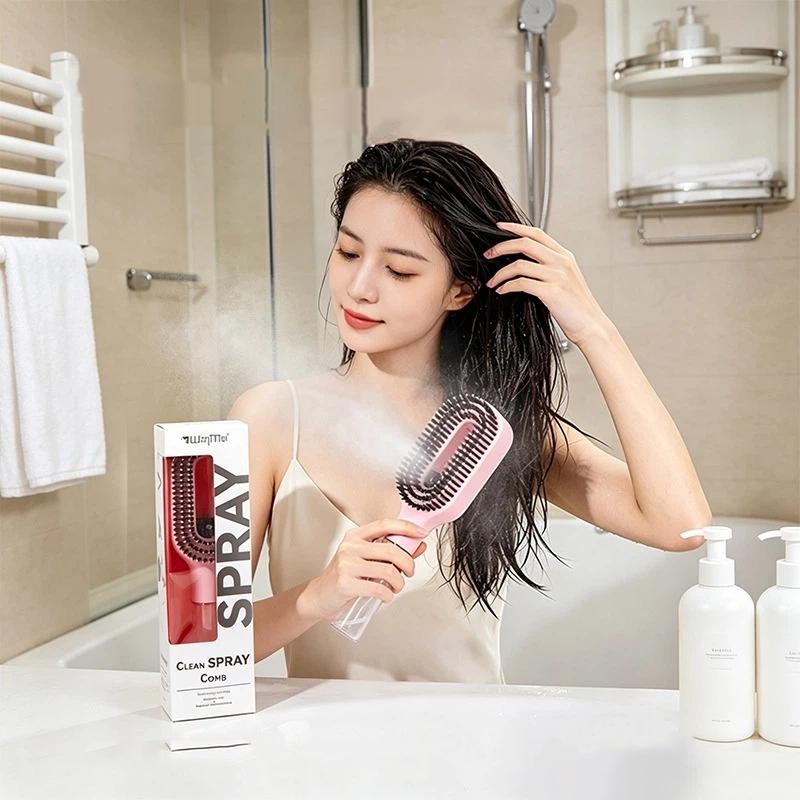 Spray Hair Brush Liquid Water Spray Paddle Comb Scalp Massage Tool for Women Daily Hair Grooming