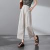 SOFSIL Women's Relaxed Cotton-Linen Cropped Wide-Leg Pants