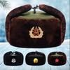 Winter security cotton hat, black thickened velvet leather hat, windproof and warm duty cold-resistant cotton hat