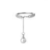 S925 Stamp Silver Color Micro Zircon Rings Simulated Pearl Chain Tassel Adjustable Rings For Women Anillos Bague S -R334
