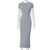 Women's Spring and Summer Solid Color Temperament Slim Short-sleeved Dress