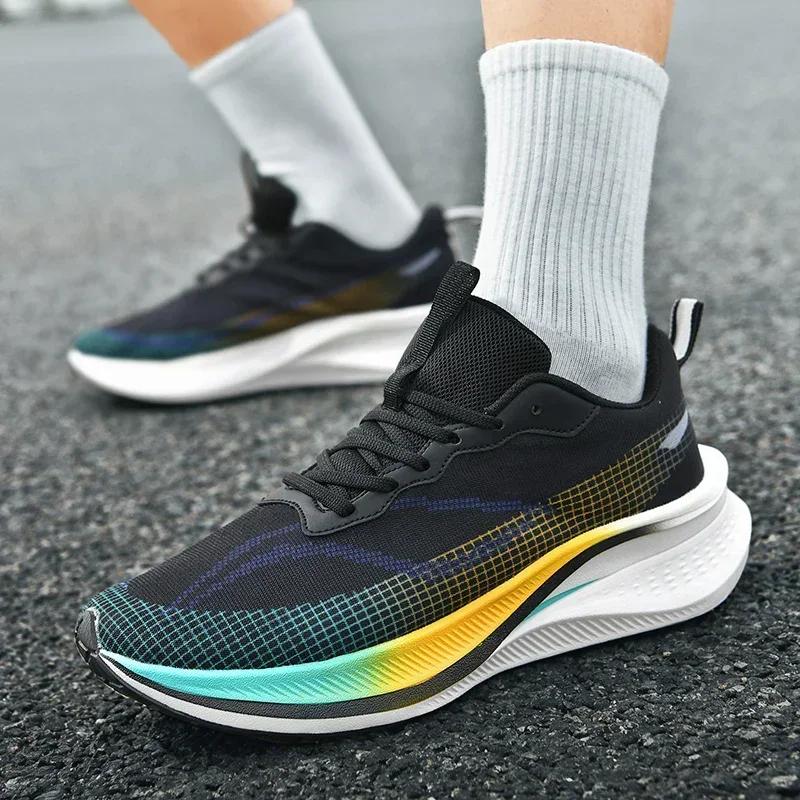 Marathon Air Cushion Carbon Plate Sports Running Shoes Men Breathable Lightweight Women's Comfortable Athletic Nonskid Sneakers