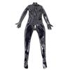 Sexy Women Glove Sleeve Pvc Wetlook Shiny Full Bodysuit Pu Elasitc Sexy Tight Zipper Crotch  Maid Leotard Faux Leather