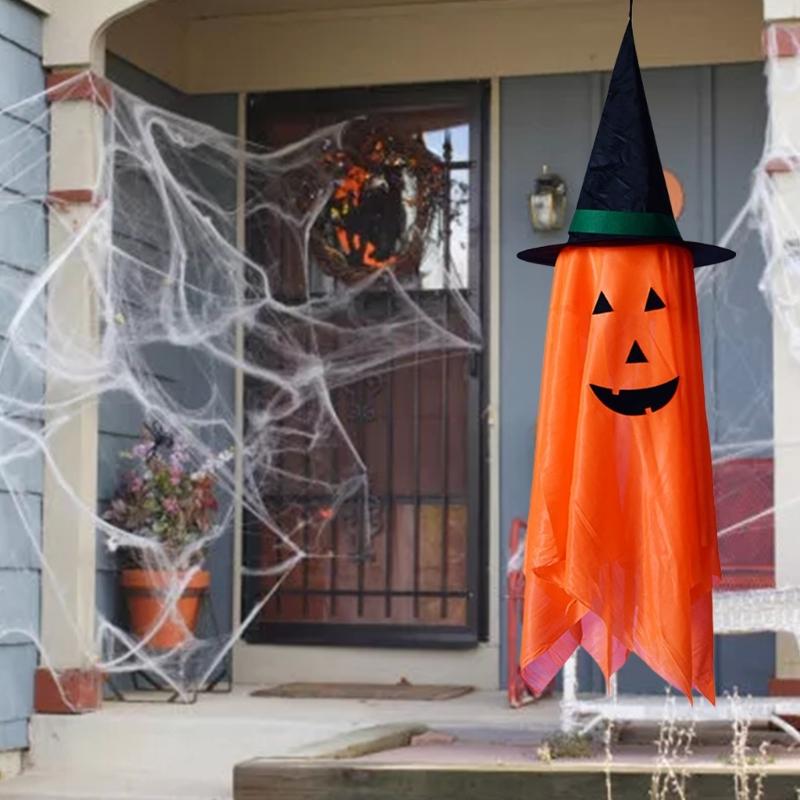 Set of 3 Festives Halloween Pumpkin Hangings for Door Colorful Window and Wall Festives Decoration Practical Party Props