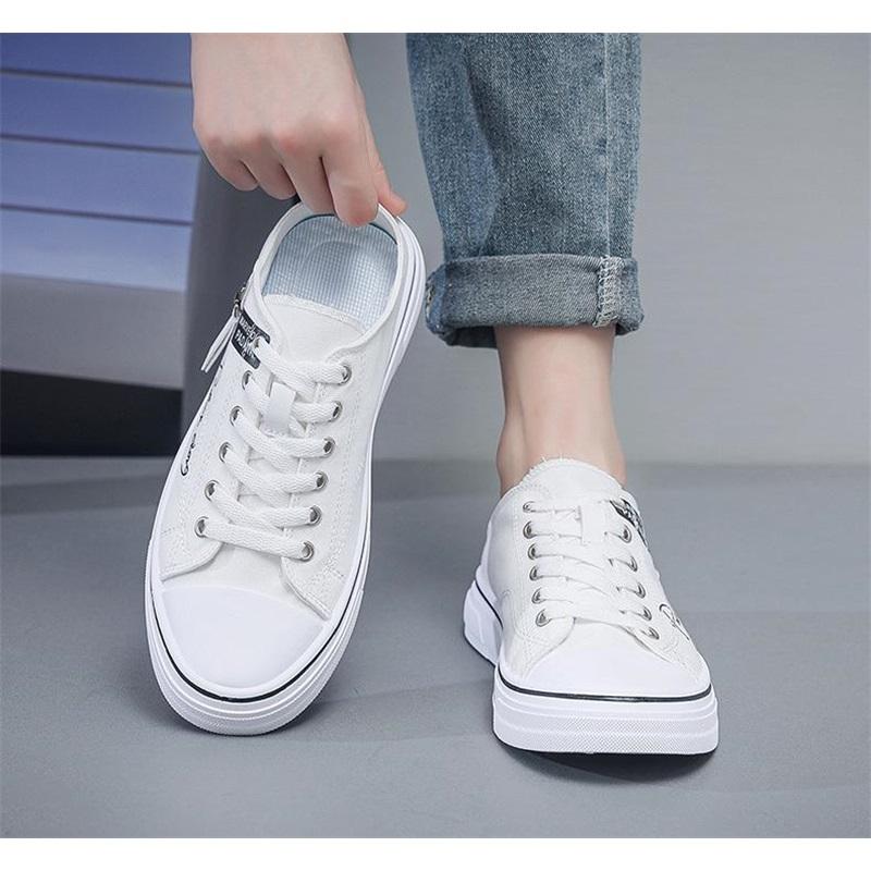 Men's Canvas Shoes, Breathable Casual Men's Shoes, Half-drag Student Trendy Shoes