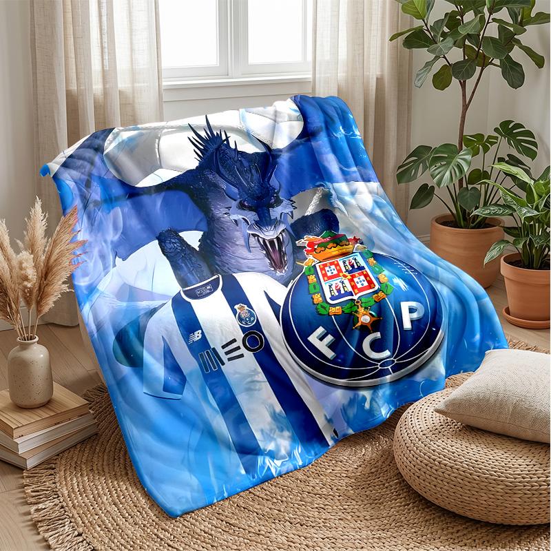 FC Porto Theme Blanket Soft Flannel Blanket Plush Throw Blanket Cozy Sofa Bed Blanket for Home Decor