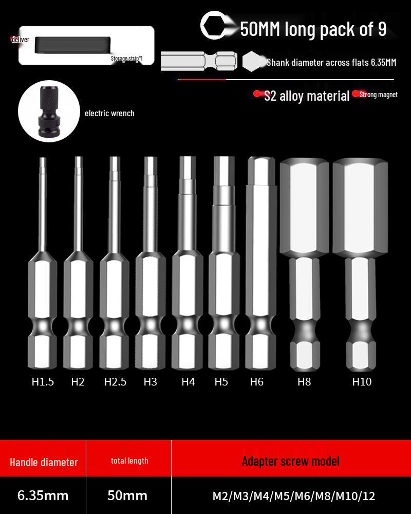 Hexagonal Driver Bit Extension for Screwdriver and Drill