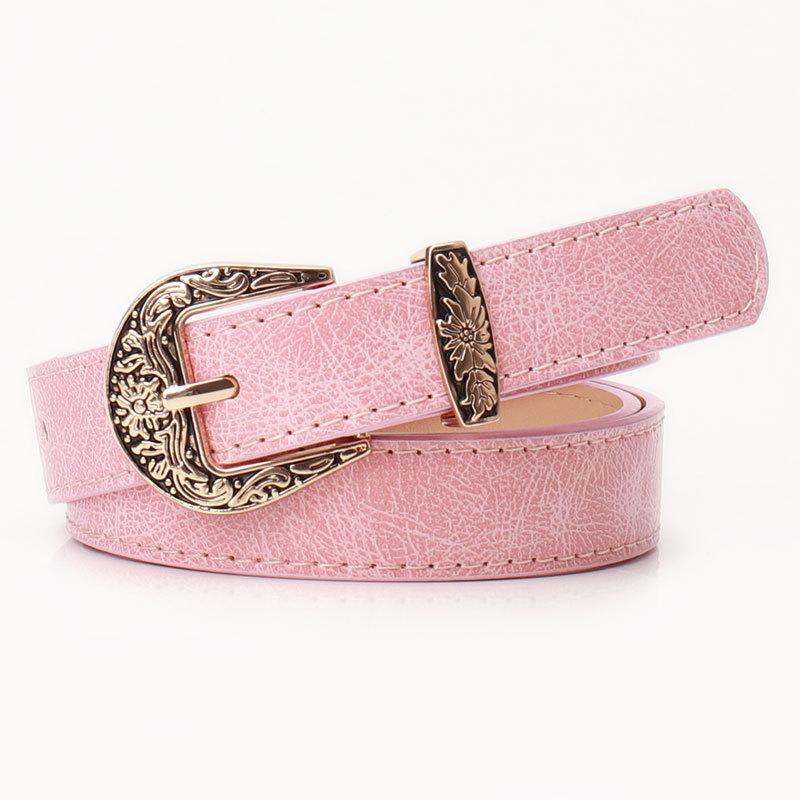 New Korean Version of Retro Carved Buckle Women's Belt Fashionable Versatile Jeans High-end Belt for Women