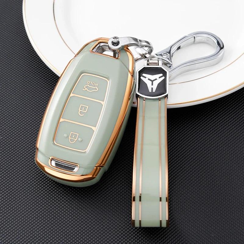 3 Buttons Tpu Car Key Case For Hyundai Palisade Grandeur Azera Elantra Gt Kona Remote Fob Protector Cover Accessories