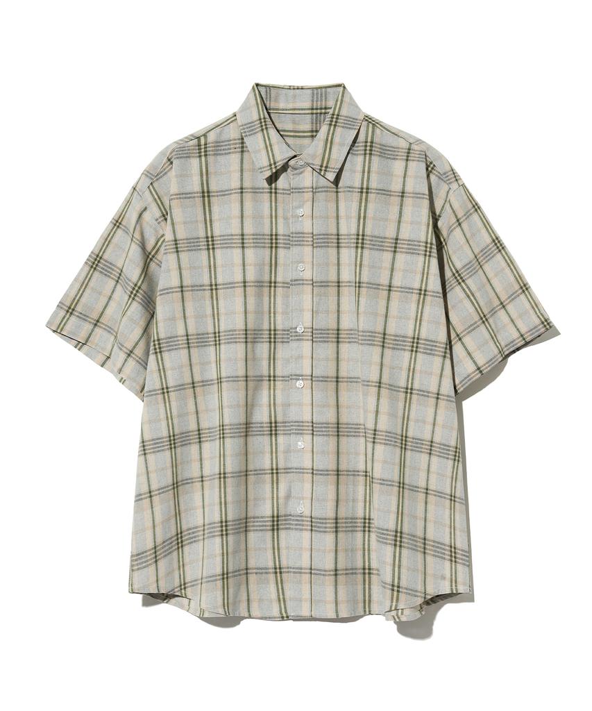STANDARDERROR 87-Stan071 Soft Vintage Oversized Short Sleeve Check Shirt