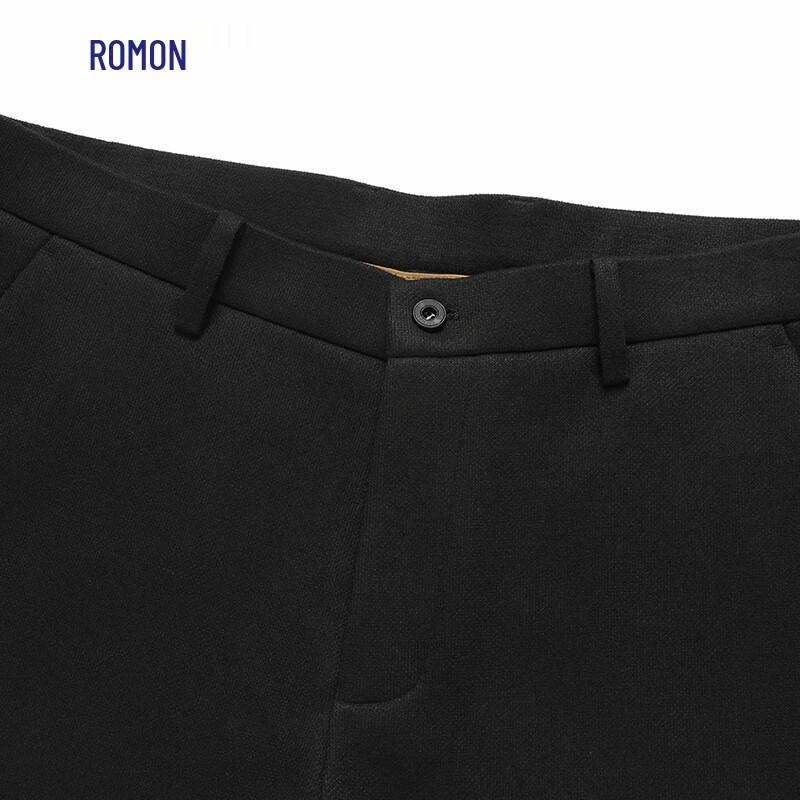 Romon Men's Thickened Wool Blend Business Casual Trousers