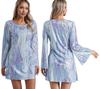 70s Hippie Disco Gogo Dress with Headscarf Two Piece Set for Halloween Party