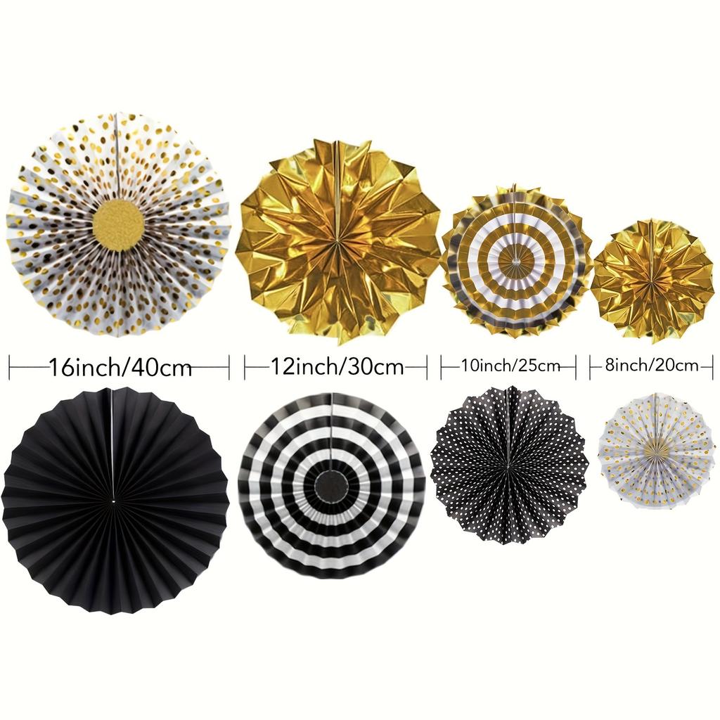 8pcs Vibrant Hanging Paper Fans - Festive Decorations for Weddings, Birthdays, Showers - Create a Magical Atmosphere, Easy Assembly