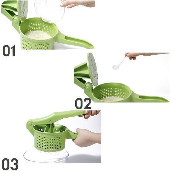 Spinner Vegetable Creative Pressing Vegetable Stuffing Squeezer Fruit Squeezing Tool Hand-Pressure Dehydration Tool for Kitchen Dining (Green)