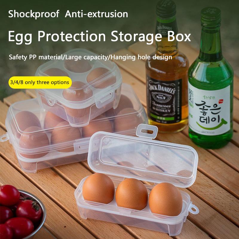 Tragbare stoßfeste Eieraufbewahrungsbox für den Außenbereich, Haushalt, 3/4/8 Fächer, Schutzbox, Transparenter Küchenorganizer für Reisen, Camping