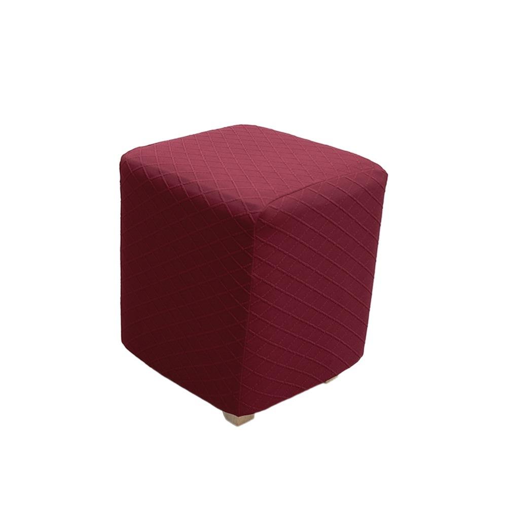 

Durable Solid Color Jacquard Ottoman Cover T-Shape Soft Footrest Slipcover Elastic Pouf Stool Cover Home Decor темно-червоний колір