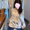 Korean Chic Lazy Wind Fun Graffiti Printing Long-sleeved Sunscreen Blouse Women's 2026 Summer Unique Beautiful Top