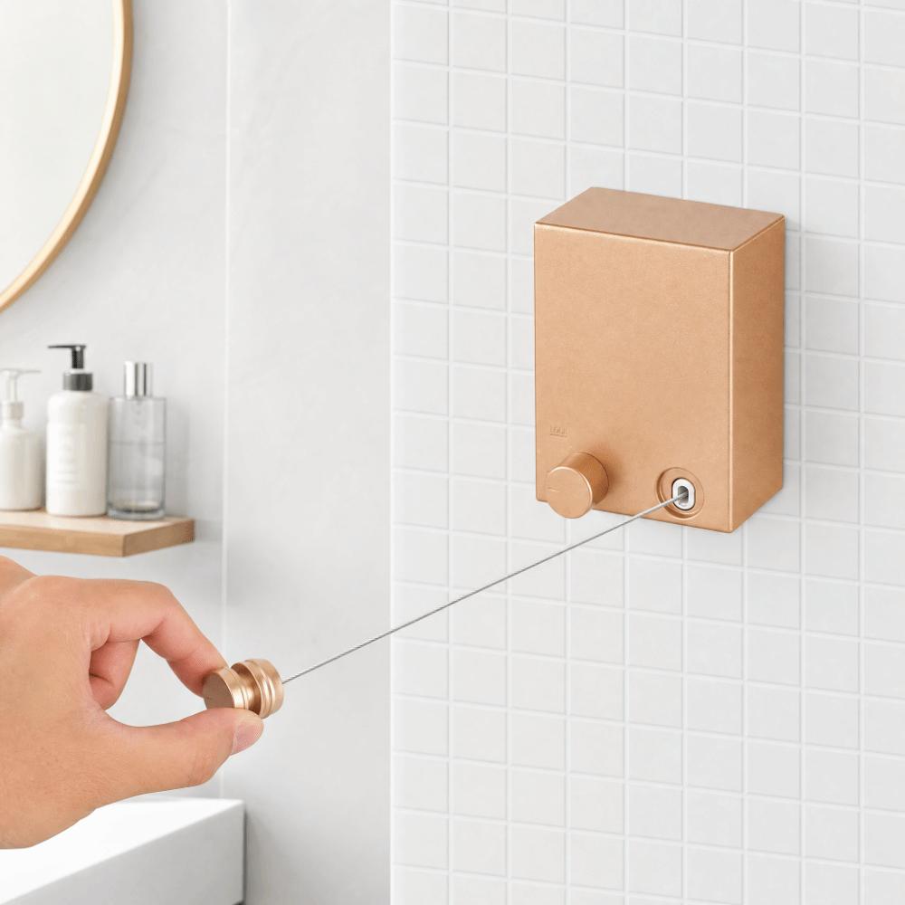 Gold Pink Retractable Clothesline Stainless Steel  ABS Steel Rope Clothesline  Indoor Outdoor