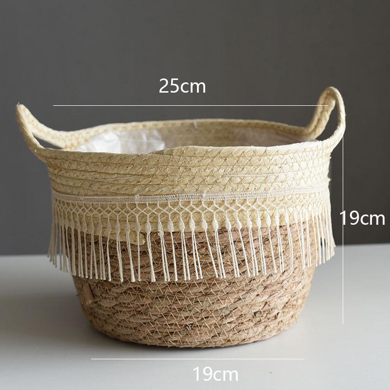 Creative Straw Woven Flower Basket for Green Plants - Living Room or Balcony Decoration