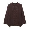 Retro European & American Style Cable Knit Sweater with Big Sleeves for Women