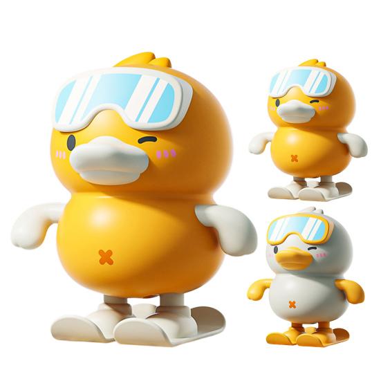 Wind-up Ski Duck Toy Jumping Snowboarding Yellow White Duck Toy Toddlers Boys Girls Educational Interactive Clockwork Animal Toy