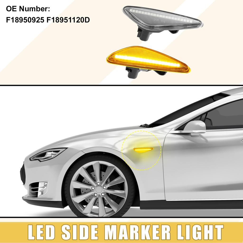 ABSOPRO LED Turn Signal Side Marker Front Row Driver and Passenger Compatible with Clear 1 Pair Lights, Lamps, F18950925, Seats, Mazda, ND, MX-5,