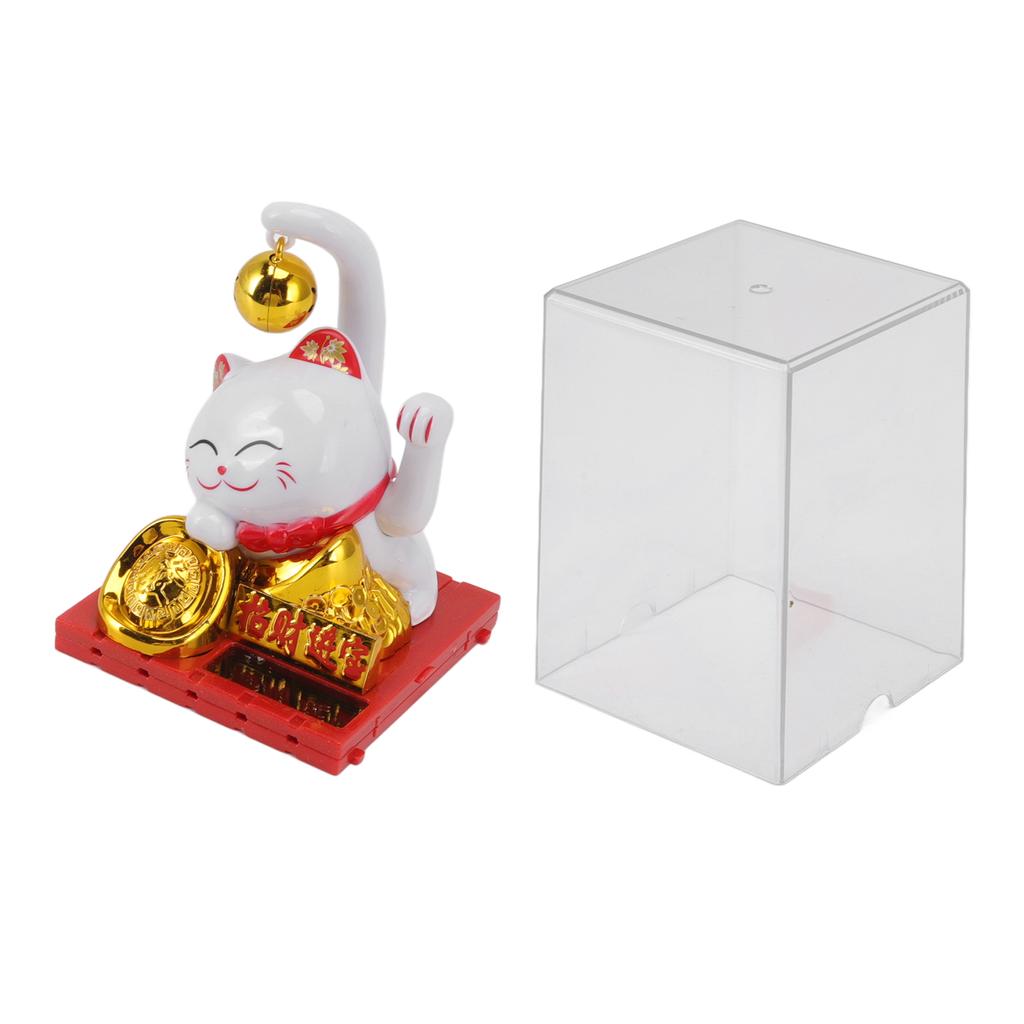 Small Bell Lucky Cat Solar Ornaments Light Energy Sensing Lucky Cat Mascot Statue Decoration for Home Car Office Gift