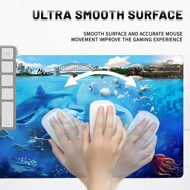 1Pc Ocean Adventure Sharks Dolphins Gaming Mouse Pad Keyboard Desk Mat Non-slip Rubber Lock Edge Waterproof Computer Mousepad for Office Home Decor Y1