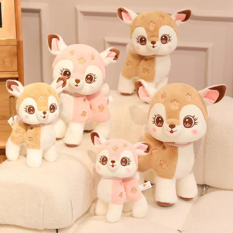 Muñeco de Ciervo Sika de 15/25/33 cm Juguete de Peluche Relleno Muñeco Hecho a Mano Dibujos Animados Anime Almohada Linda Regalo de Cumpleaños para Niños Muñeco Divertido