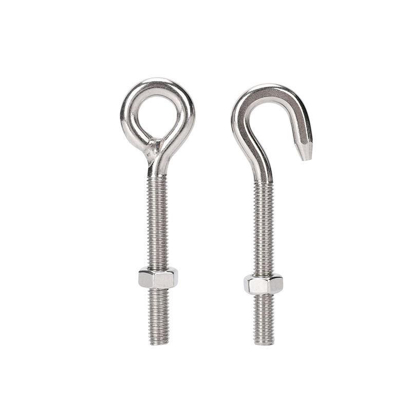 304 Stainless Steel Eye Bolt with Ring, Standard Thread, Flat Washer, and Nut
