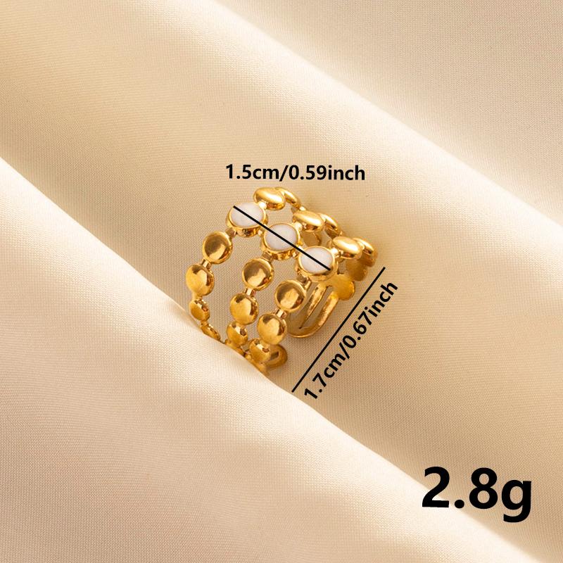 Bohemian Gold Color White Enamel Open Rings Luxury Irregular Stainless Steel Adjustable Finger Ring Women Charm Jewelry Gifts