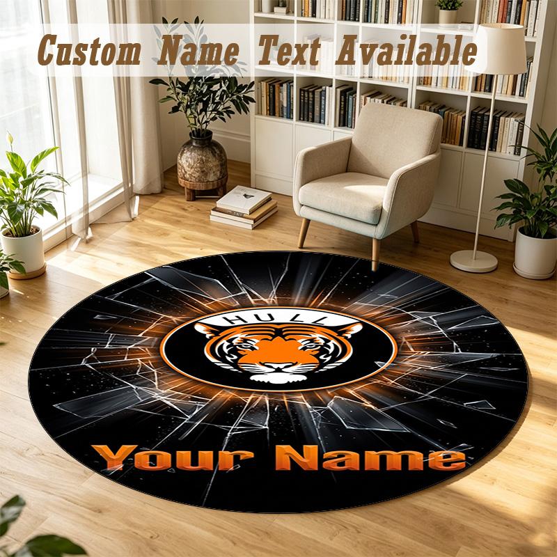 Round Rug Custom NameHull City Pattern Non Slip Carpet Home Floor Decor