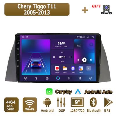 Autoradio Android Carplay Pour Chery Tiggo T11 2005-2013 Lecteur Multimédia Unité Principale Stéréo Navigation GPS BT WIFI 4+64GB