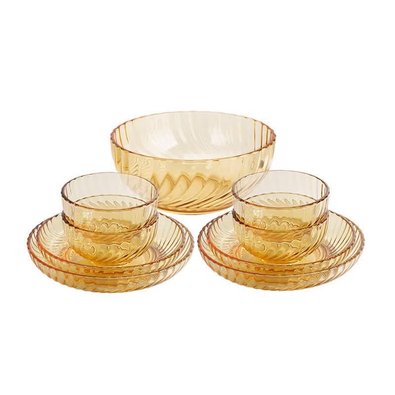 VISIONS Amber High Borosilicate Glass 9-Piece Dinnerware Set