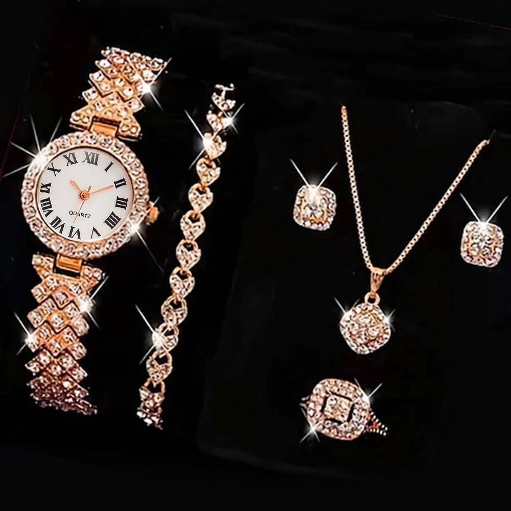Watch Roman Pattern Diamond-encrusted Women's Watch Women's Watch Quartz Watch Bracelet Women's Watch