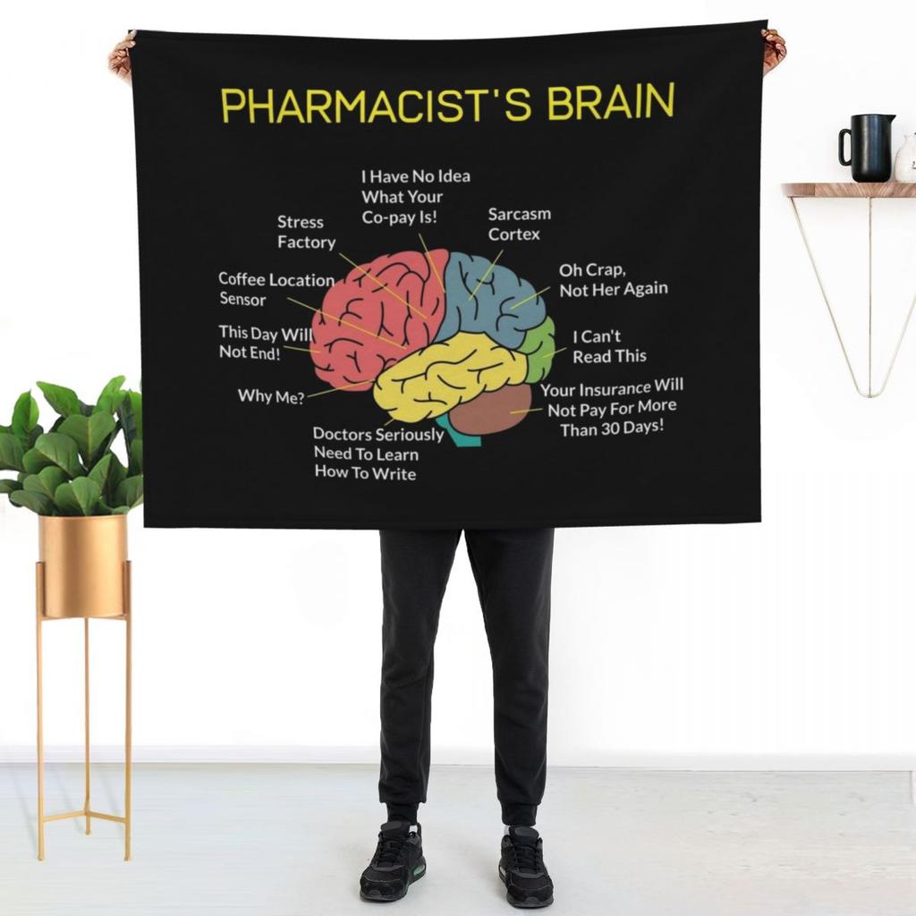 Pharmacist's Brain Funny Pharmacist Pharmacy Tech T-Shirt Throw Blanket Plush Fuzzy Cozy Blanket for Couch Sofa
