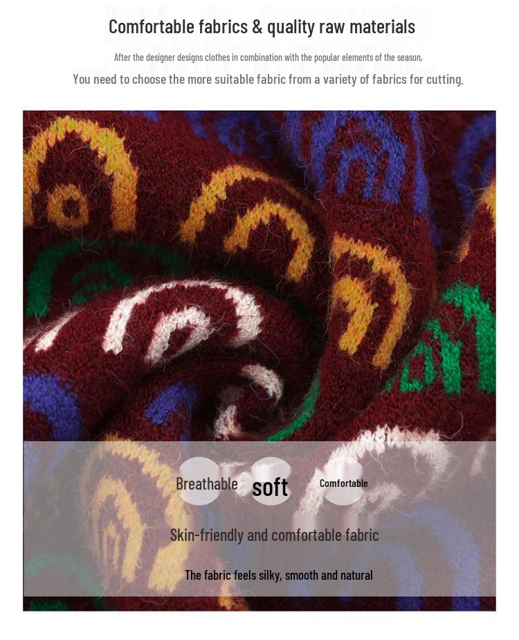 Women's Jacquard Knit Sweater - Loose Fit, Plus Size, Autumn/Winter Base Layer, New Style for Middle-Aged Moms