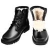 Men's Full Cowhide Wool-Lined Snow Boots - High-Top, Warm, Cold-Resistant Winter Leather Shoes