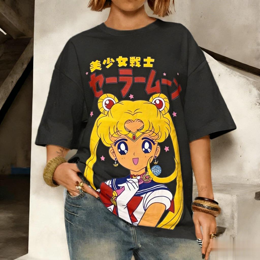 Dámské Unisex Tričko Sailor Moon Anime Japonská Kreslená Grafika Krátký Rukáv Vintage Ležérní Streetwear Letní Topy Y2k